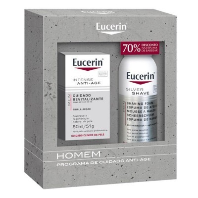 Eucerin Men Creme Anti-idade 50 ml + Espuma de barbear 150 ml com Desconto de 70%, farmaciaarade